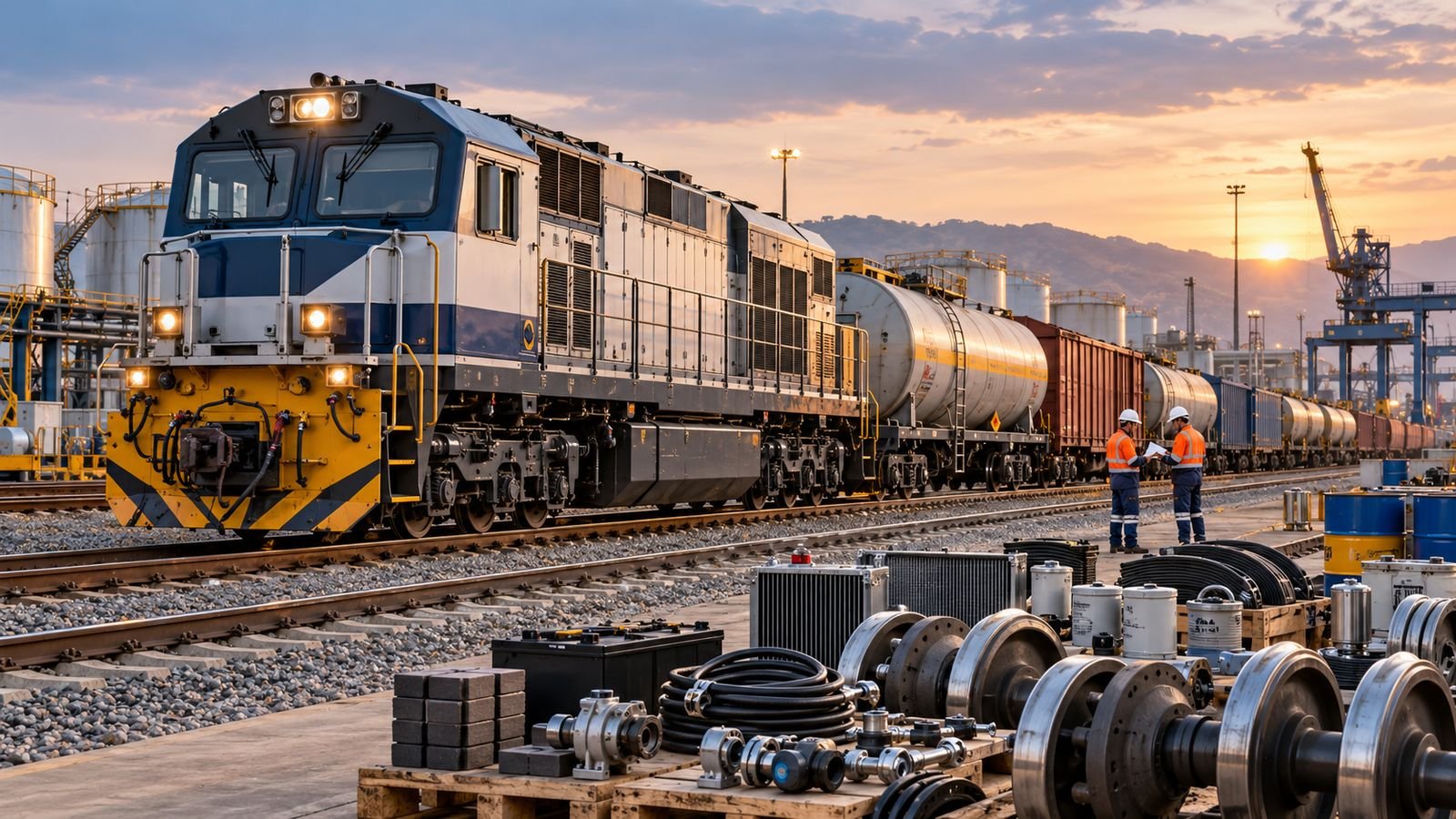 Locomotiva e componentes ferroviários